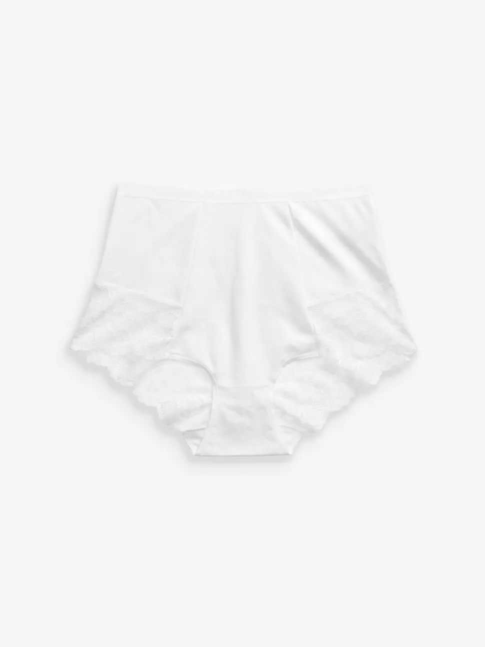 Zwart/wit - 2 corrigerende katoenen tummy control slipjes met kanten achterkant