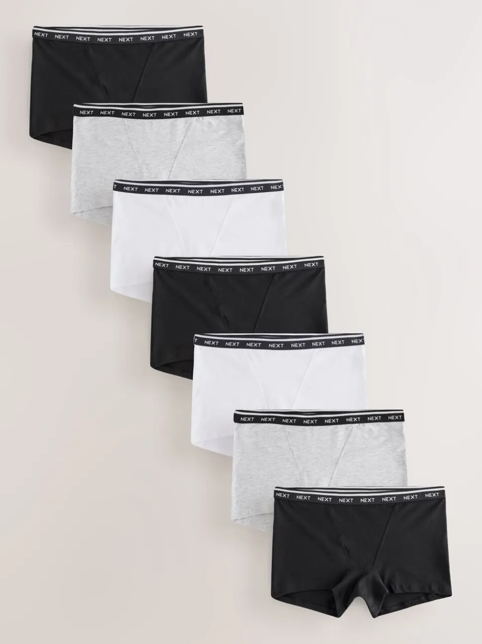 Zwart/wit - 7 Katoenen slipjes met logotailleband
