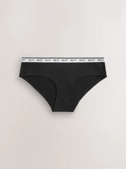 Zwart/wit - 7 Katoenen slipjes met logotailleband