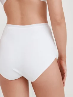Zwart/wit - 2 Vormgevende katoenen slipjes met buikcorrectie en hoge taille