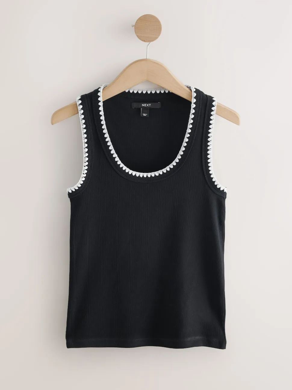 Zwart/wit - Contrast Knit Trim Ronde hals Mouwloos Tank Vest Top