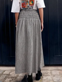 Zwart/wit - Drop Waist Gingham Maxi Skirt