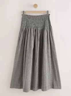 Zwart/wit - Drop Waist Gingham Maxi Skirt