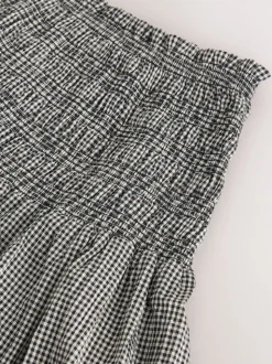 Zwart/wit - Drop Waist Gingham Maxi Skirt