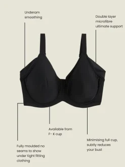 Zwart/wit - F-K cup onderarm gladmakende niet gevulde beugelbeha's met minimaliserend ultiem comfort verpakking van 2