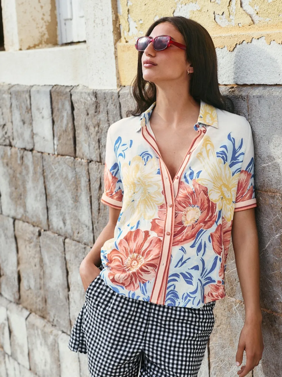 Zwart/wit - Gingham shorts met elastische taille