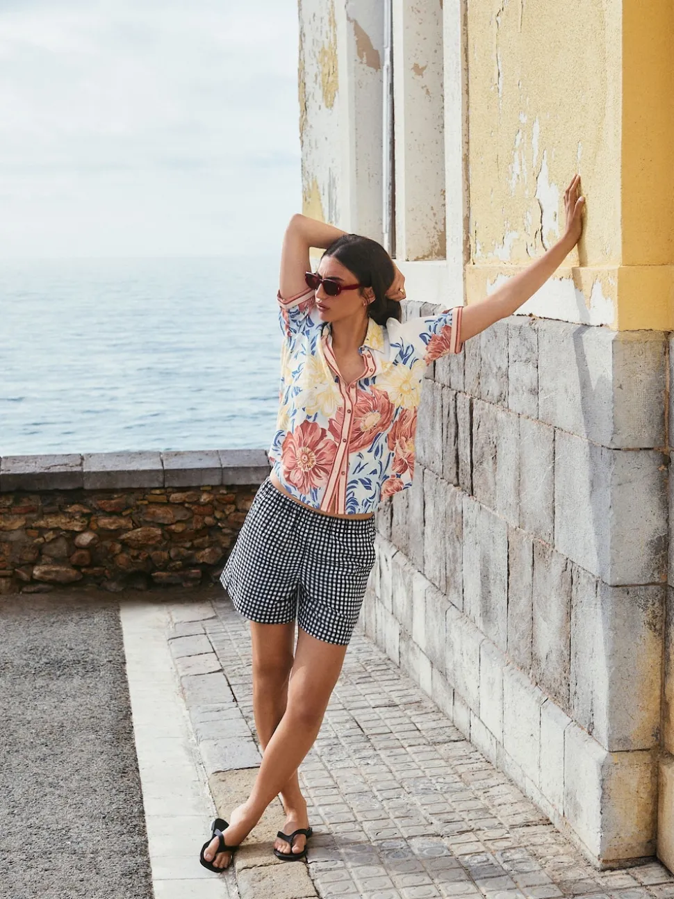 Zwart/wit - Gingham shorts met elastische taille