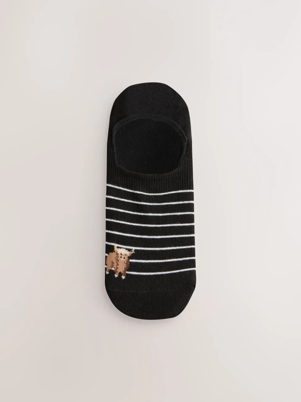 Zwart/wit - Hamish The Highland Cow Stripe Invisible Trainer Socks 4 Pack