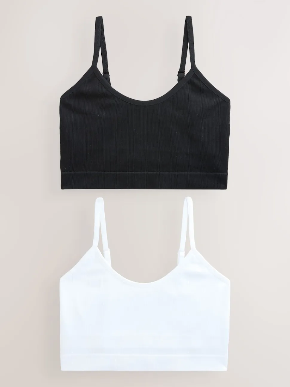 Zwart/wit - Seamless Rib Long Line Bralette 2 Pack
