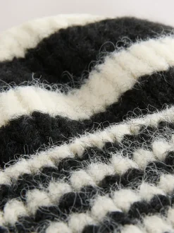 Zwart/wit - Stripe Knitted Beanie Hat