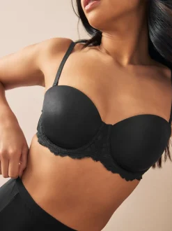 Zwart/wit - Verpakking van 2 strapless multiway beha's met lichte vulling in cupmaten A-E