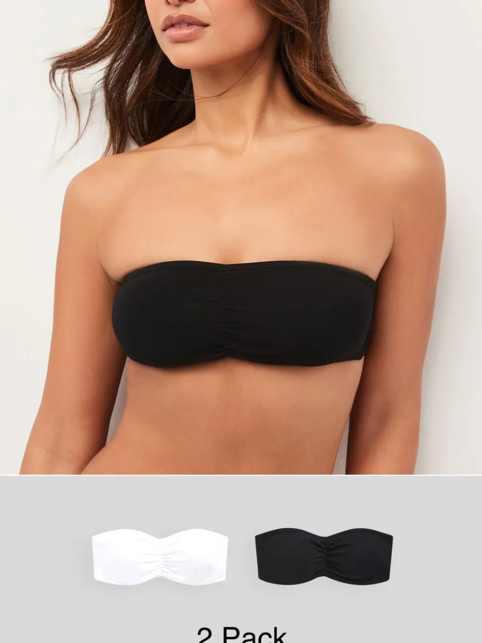 Zwart/wit - Verpakking van 2 katoenrijke bandeau ultimate comfort beha's