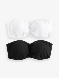 Zwart/wit - Verpakking van 2 katoenrijke bandeau ultimate comfort beha's
