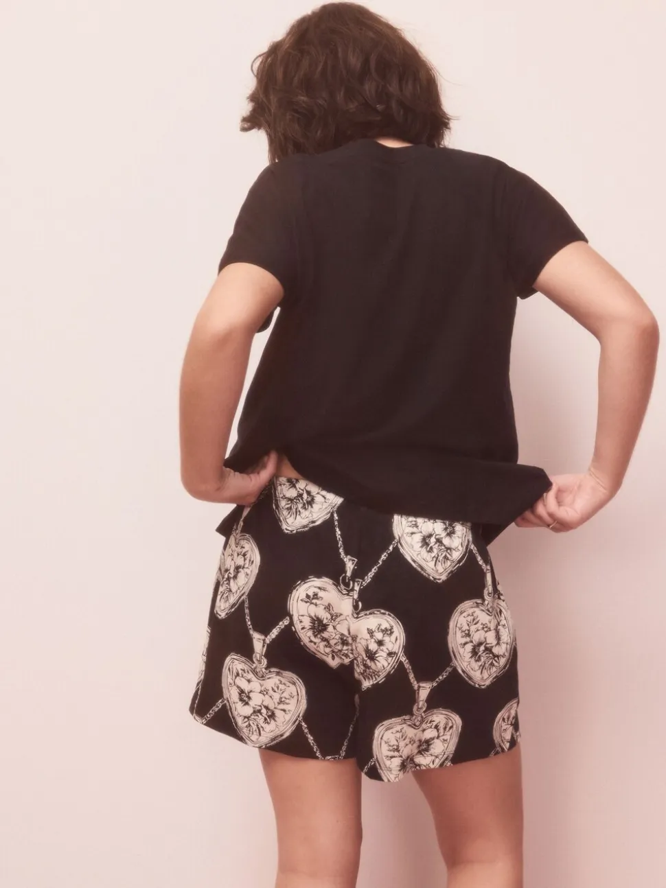 Zwart/wit hart - Pyjama met short