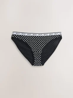 Zwart/wit met bloemenprint - 4 Katoenen slipjes met logotailleband