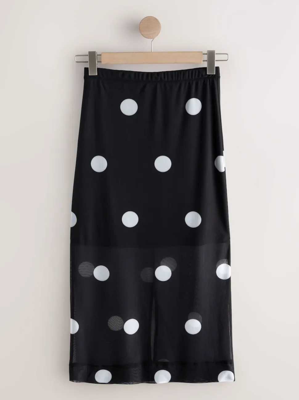 Zwart-wit met stippen - Mesh Midi Pencil Skirt