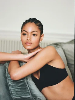 Zwart/wit/pastelroze huidskleur - Katoenmix ultiem comfort beha's verpakking van 3