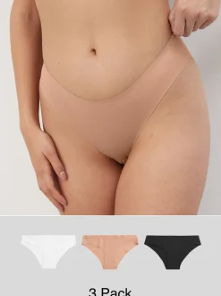 Zwart/wit/praline huidskleur - Geen zichtbare onderbroeklijn comfortabele slips verpakking van 3
