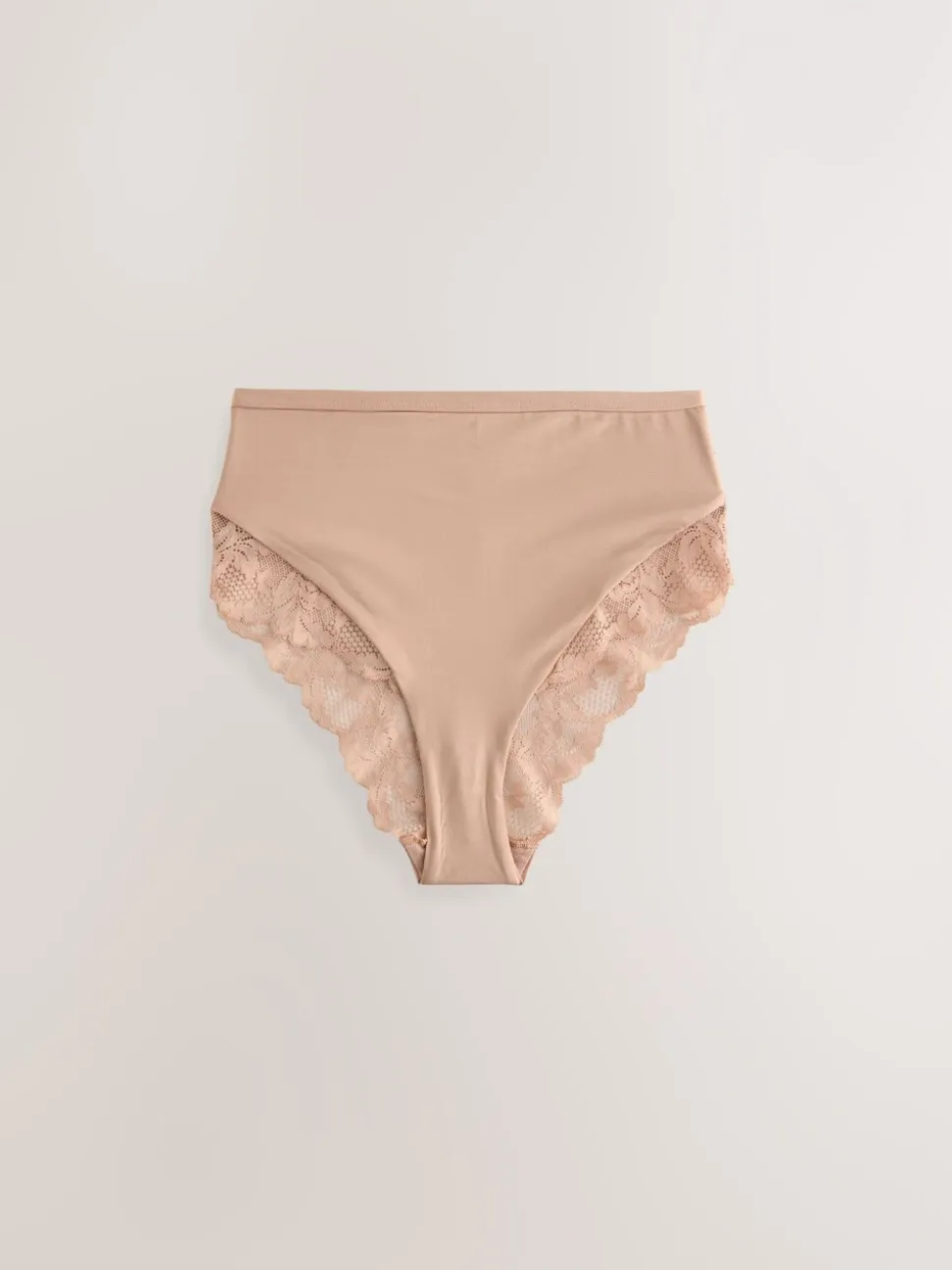 Zwart/wit/praline huidskleur - Microvezel & Kant Hoge Taille Slip 3 Pak