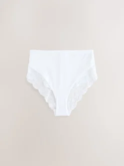 Zwart/wit/praline huidskleur - Microvezel & Kant Hoge Taille Slip 3 Pak