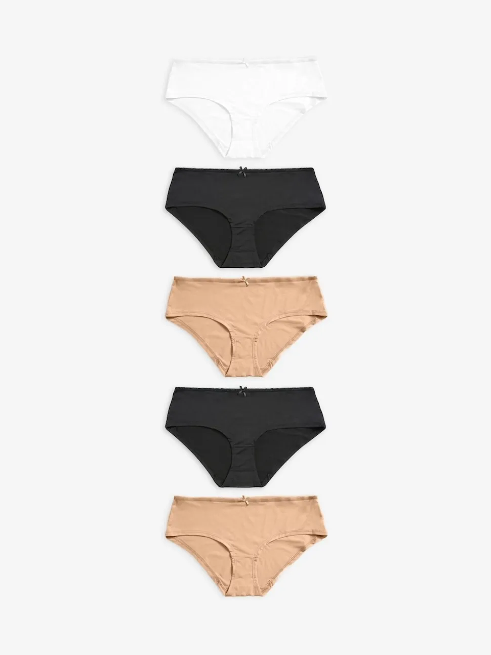 Zwart/wit/praline huidskleur - Set van 5 slipjes van microvezels