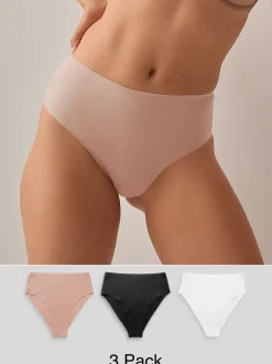 Zwart/wit/praline huidskleur - Geen zichtbare onderbroeklijn comfortabele slips verpakking van 3