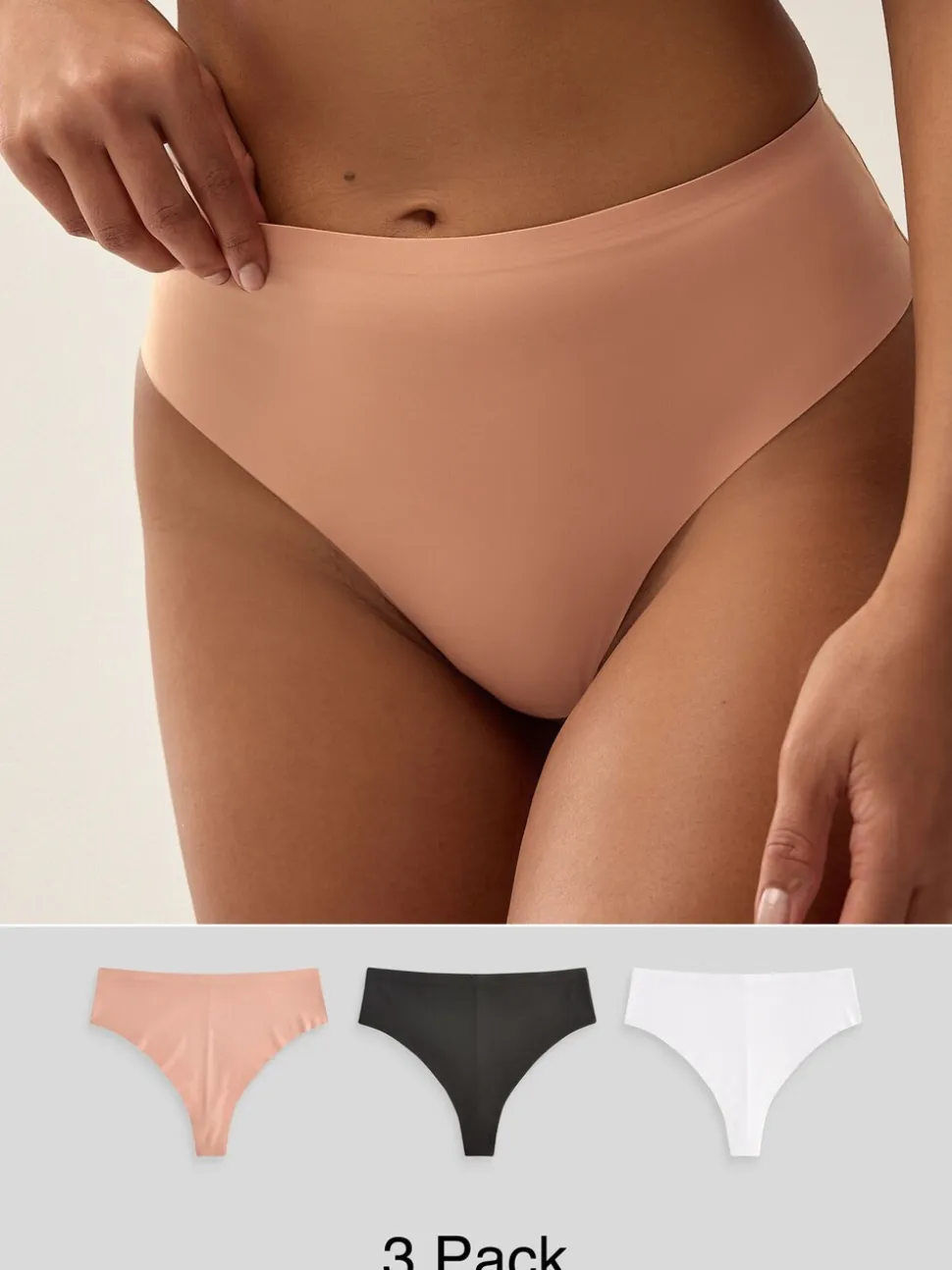 Zwart/wit/praline huidskleur - Geen zichtbare onderbroeklijn comfortabele slips verpakking van 3