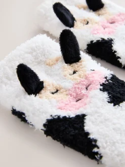 Zwart/witte koe - 1 paar behaaglijke enkelsokken in een geschenkdoos