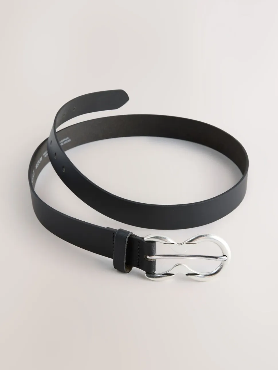 Zwart/zilver - Double Ring Leather Belt